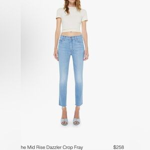 MOTHER Light Wash The Mid Rise Dazzler Crop Fray Jeans - Size 29/8